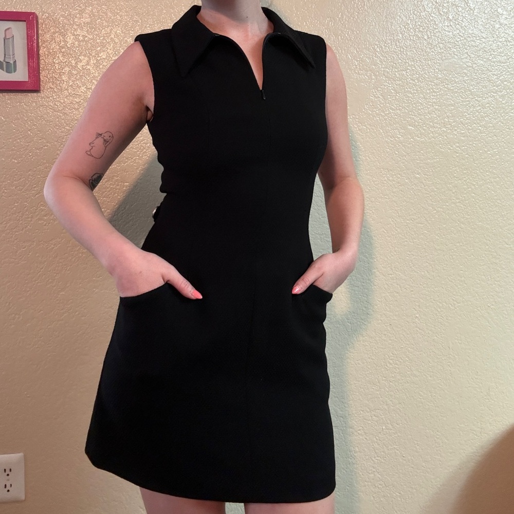 vintage Versace Versus 100% Wool collared black dress